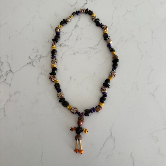 Vintage Ethnic Statement Necklace Made of Natural Materials - Picture 1 of 8